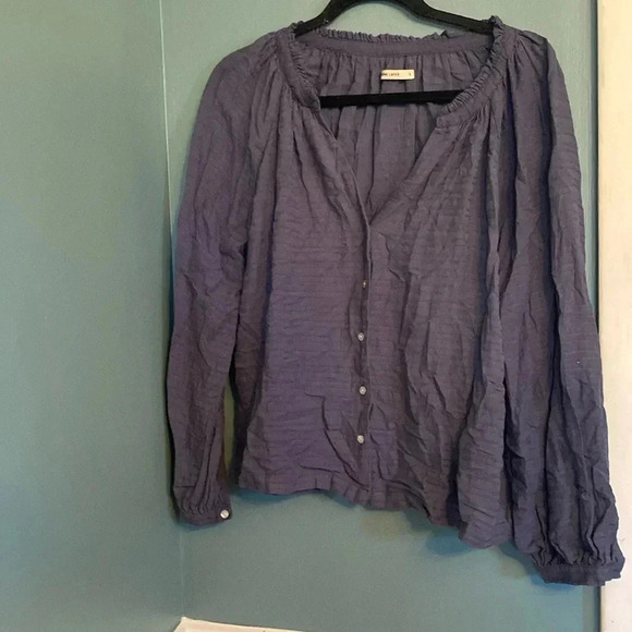 Marine Layer women’s blouse - small - blue - button up - long sleeve- vneck - Picture 1 of 7